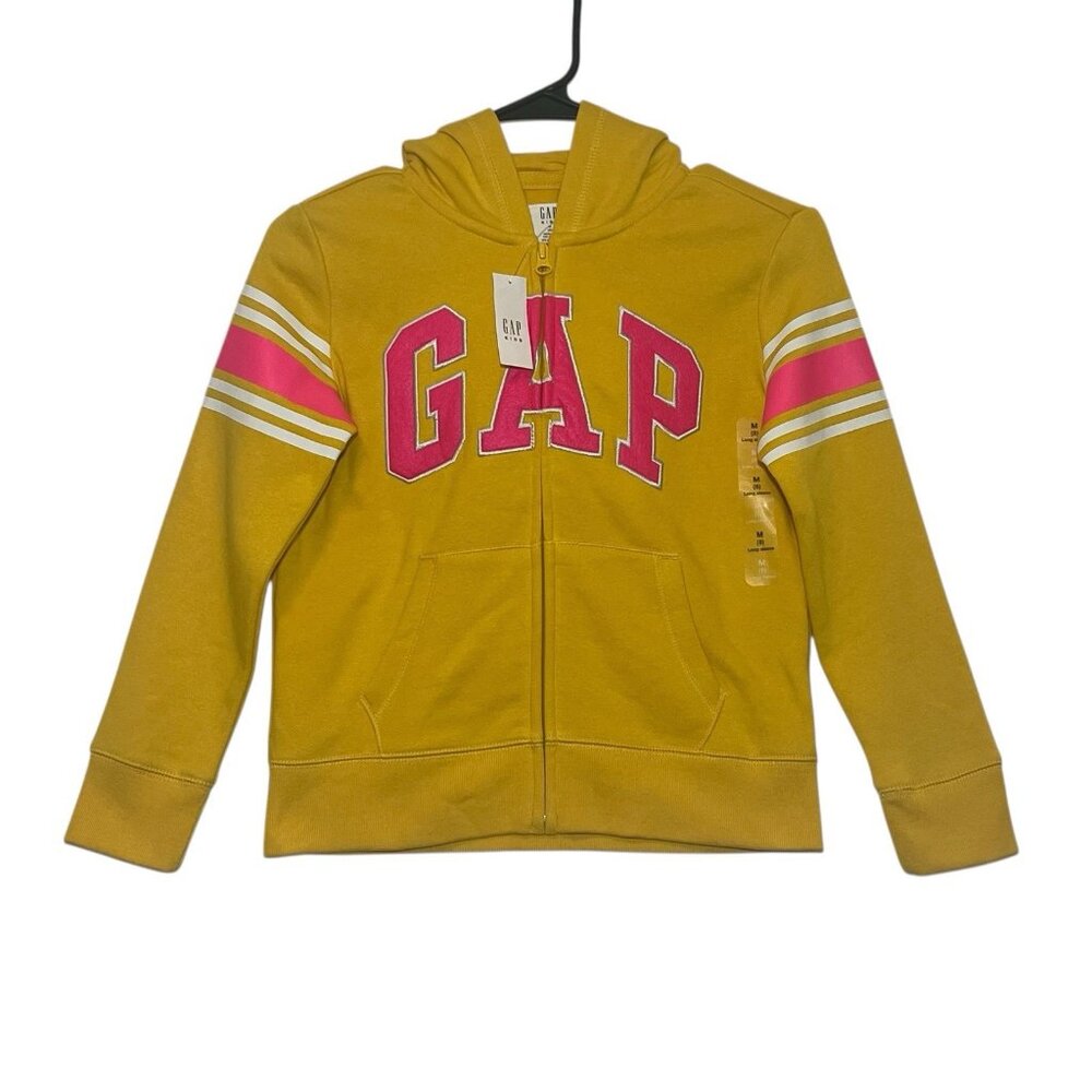 GAP Kids Girls Hoodie Warm Fleece Full Zip Sweatshirt Size M (8) Yellow Pink